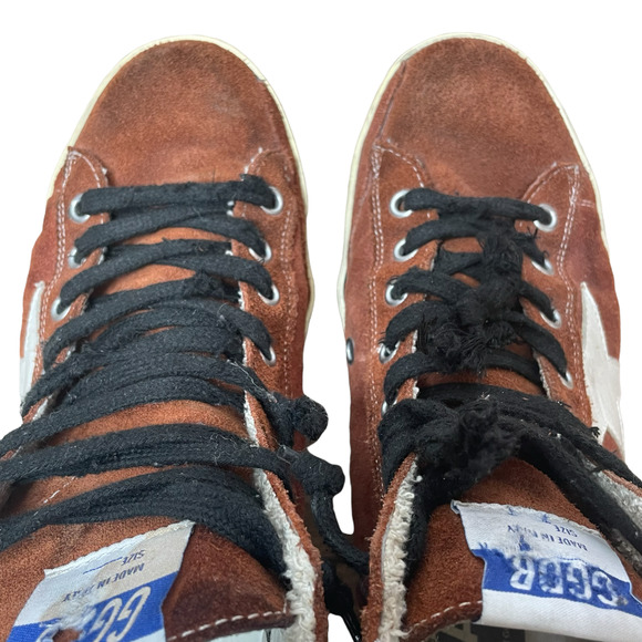 SOLD SOLD SOLD Golden Goose Francy Sienna Brown Suede White Star High Tops 37 - Picture 6 of 9